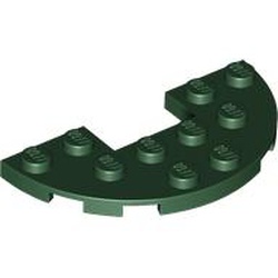 LEGO part 18646 Plate Round Half 3 x 6 with 1 x 2 Cutout in Earth Green/ Dark Green