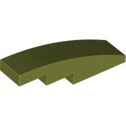 LEGO part 11153 Slope Curved 4 x 1 No Studs [Stud Holder with Symmetric Ridges] in Olive Green