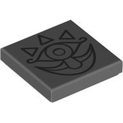 LEGO part 3068bpr9357 Tile 2 x 2 with Dark Bluish Grey Face Drawing print (Gossip Stone) in Dark Stone Grey / Dark Bluish Gray