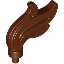 LEGO part 64647 Flame / Headwear Accessory Plume / Feather, Triple Point in Reddish Brown