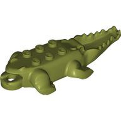 LEGO part 18904 Animal Body Part, Alligator / Crocodile Body New Style in Olive Green