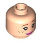 Minifig Head Lucy, Dark Orange Eyebrows, Freckles, Bright Pink Lips, Smile/Medium Azure Sunglasses