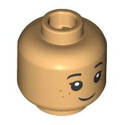 LEGO part 28621pr9926 Minifig Head with print in Warm Tan