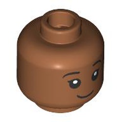 LEGO part 28621pr9921 Minifig Head with print in Sienna Brown
