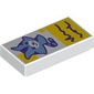 Tile 1 x 2 with Sand Blue Kitten, Dark Purple Notes on yellow Background print