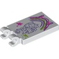 Tile Special 2 x 3 with 2 Clips with Drawing of Gabby, Kitten Rainbow print