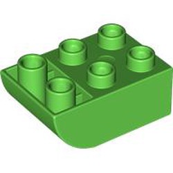 LEGO part 98252 Duplo Brick 2 x 3 with Curved Bottom in Bright Green