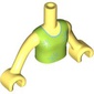 Minidoll Torso Girl with Lime Dress, Metal Blue Trim, Stars print, Bright Light Yellow Arms and Hands [Plain]