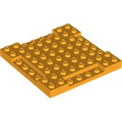 LEGO part 2628 Brick Special 8 x 8 x 2/3 with Four Recessed Edges in Flame Yellowish Orange/ Bright Light Orange