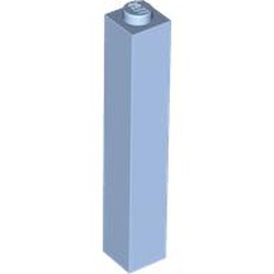 LEGO part 2453b Brick 1 x 1 x 5 with Solid Stud in Light Royal Blue/ Bright Light Blue
