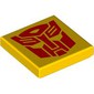 Tile 2 x 2 with Red Autobot / Bumblebee Face print