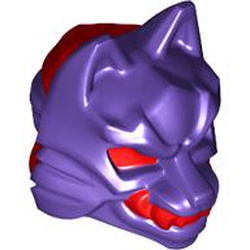 LEGO part 4919pat0002 Wrap with Wolf Mask with Red Eyes, Teeth/Fangs pattern in Medium Lilac/ Dark Purple