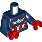 Torso, Captain America Suit, White Star, White/Red Decorations print, Dark Blue Arms, Red Hands