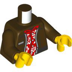 LEGO part 973c07h01pr0001 Torso, Dark Brown Arms, Yellow Hands with print in Dark Brown