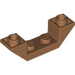 LEGO part 32802 Slope Inverted 45° 4 x 1 Double with 1 x 2 Cutout in Medium Nougat