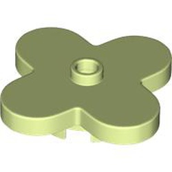 LEGO part 35473 Plate, Flower 4 x 4 Rounded Petals with Center Stud in Spring Yellowish Green/ Yellowish Green