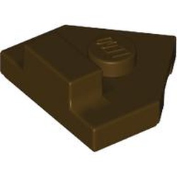 LEGO part 27928 Plate Special 2 x 2 Wedge, Center Stud, 1 x 1/2 Raised Tab in Dark Brown