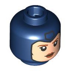 LEGO part 28621pr9789 Minifig Head with print in Earth Blue/ Dark Blue