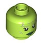 Minifig Head Gamora, Dual Sided, Silver Lines, Dark Green Lips, Open Mouth Smile / Angry