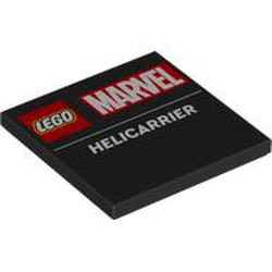 LEGO part 1751pr9998 Tile 4 x 4 with 'LEGO MARVEL HELICARRIER' print in Black