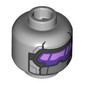 Minifig Head Hydra Trooper, Dark Purple/Silver Visor, Lavender Shine, Silver Strap