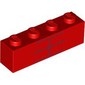 Brick 1 x 4 with 6 Dark Red Stripes Print (Red Hulk Bottom Torso)