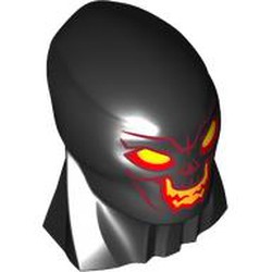 LEGO part 69859pr0002 Large Figure Head, Alien Deviant with Yellow Eyes, Teeth, Red Lining print in Black