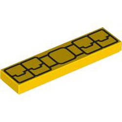 LEGO part 2431pr9980 Tile 1 x 4 with Utility Belt, Black Pockets print in Bright Yellow/ Yellow