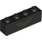 Brick 1 x 4 with Chest Armor, Dark Bluish Grey / Yellow Batman Logo on Opposite Sites print