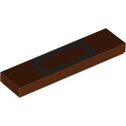 LEGO part 2431pr9976 Tile 1x 4 with Black Goatee print in Reddish Brown