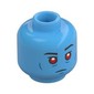 Minifig Head Admiral Thrawn, Red Eyes, Blue Cheek Lines, with Neutral Closed Mouth / Angry Clenched Teeth Print