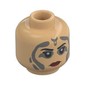 Minifig Head Morgan Elsbeth, Dark Bluish Grey Tattoos, Black Eyebrows, Dark Red Lips, Stern/Angry