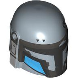 LEGO part 87610pr0009 Helmet Mandalorian with Holes with print in Sand Blue
