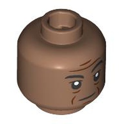 LEGO part 28621pr9933 Minifig Head with print in Medium Brown