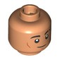 Minifig Head Darth Dev, Black Eyebrows with Cut, Lopsided Smile/Dark Nougat Eyeshadow, Annoyed