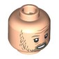 Minifig Head Beach Luke, Dark Tan Eyebrows, Scruffy Bears, Snarl/Glasses with Trans-Orange Visor, Smile