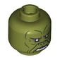 Minifig Head Kithaba , Dark Green Lines, Dark Bluish grey Eyeshadow, Flat Nose, White Sharp Teeth