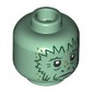 Minifig Head Wooof, Dark Green Dur, Black Eyes, Monkey Nose print