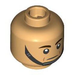 LEGO part 28621pr9875 Minifig Head with print in Warm Tan