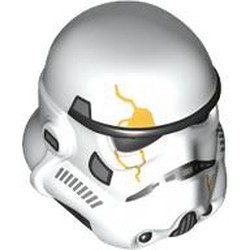 LEGO part 42861pr0006 Helmet Stormtrooper Dual Molded with Gold Crack print in White