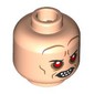 Minifig Head Bib Fortuna, Red Eyes, Nougat Lines, White Sharp Teeth, Mean Smile, Scared