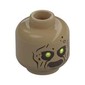 Minifig Head Night Trooper, Dark Brows Markings, Lime Eyes, Reddish Brown Teeth, Grin