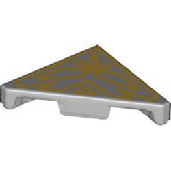 LEGO part 35787pr9999 Tile 45° Cut 2 x 2 (Triangle) with Gold Decorations print in Medium Stone Grey/ Light Bluish Gray