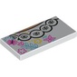 Tile 2 x 4 with Flowers, Butterflies, White Pearl Necklace print