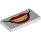 Tile 2 x 4 with Joker Mouth, Red Lips, Tan Teeth print
