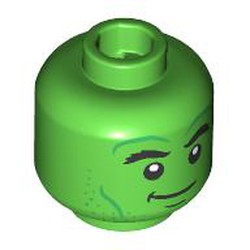 LEGO part 28621pr9893 Minifig Head with print in Bright Green