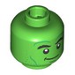 Minifig Head Hulk, Thick Black Eyebrows, Dark Green Lines, Stubbled Beard, Smile/Angry Teeth