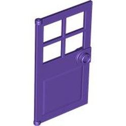 LEGO part 60623 Door 1 x 4 x 6 with 4 Panes and Stud Handle in Medium Lilac/ Dark Purple