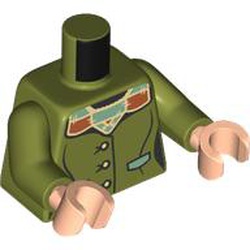 LEGO part 973c20h02pr0002 Torso, Olive Green Arms, Light Nougat Hands with print in Olive Green