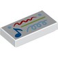 Tile 1 x 2 with Blue Music Notes, Multi Color Scribbles print